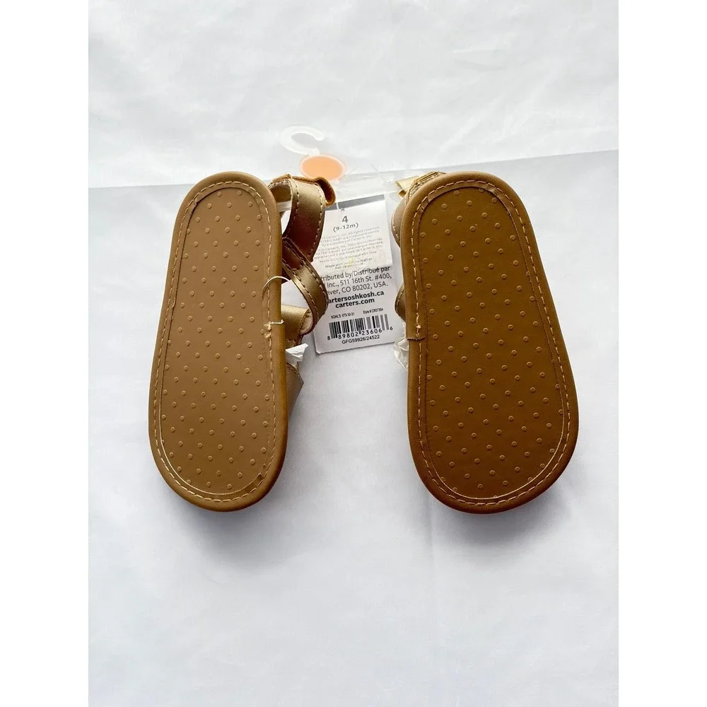 Carter's Sandals Baby Girl 4 Gold NEW Metallic Laser Cut Sunburst CR07304 Summer